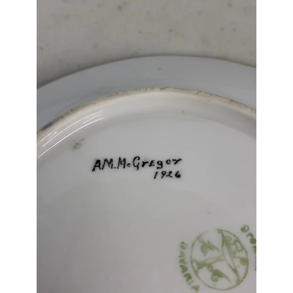 Antique 1926 Bremont Bavaria Porcelain Leaf‎ Trinket Dish Hand Painted Floral
